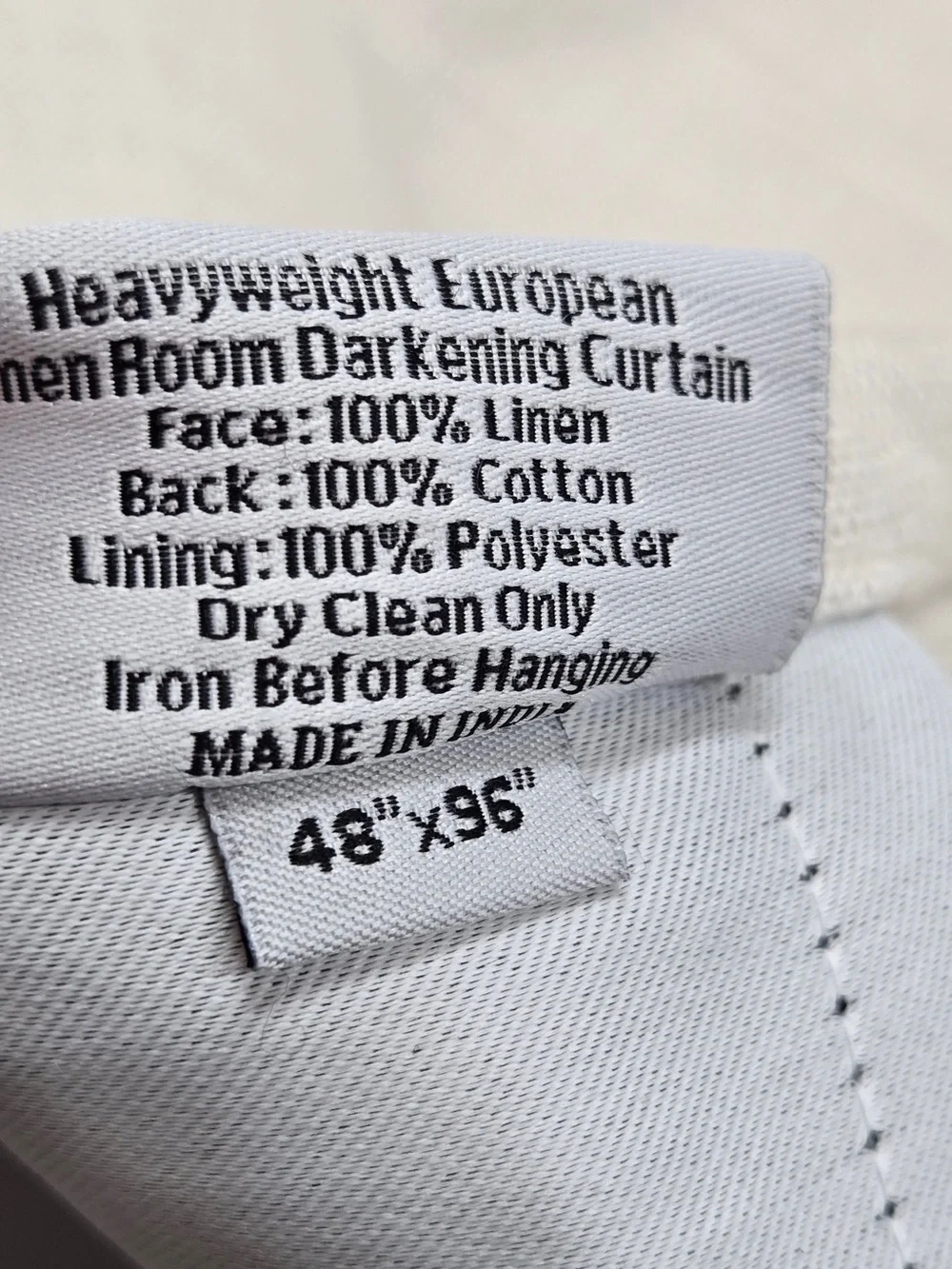 QUINCE Set 2 48x96 Heavyweight European Linen Room Darkening Curtains Sand 0129